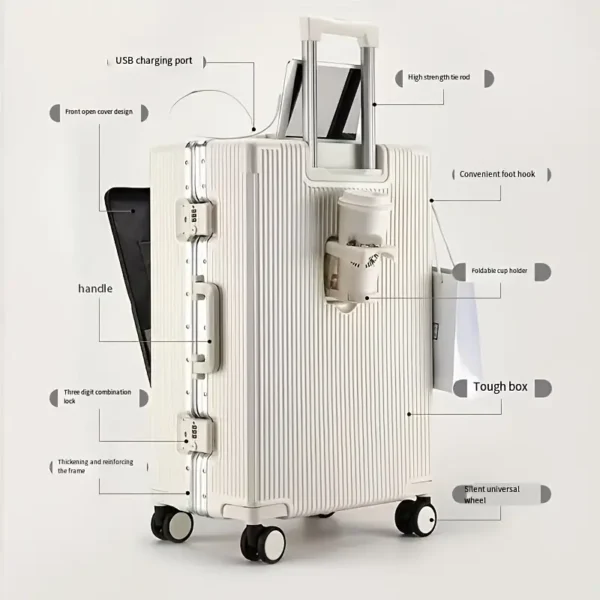 Spacious Aluminum Frame with a Front Opening Trunk