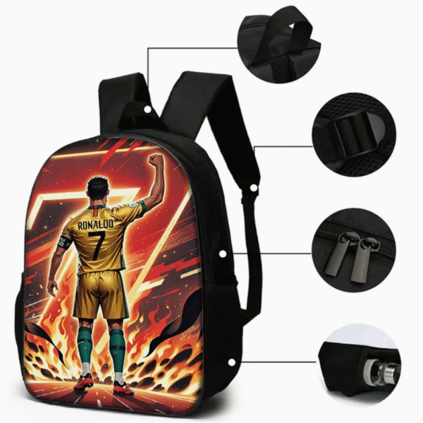 3 Piece Football Star Cartoon Backpack Set