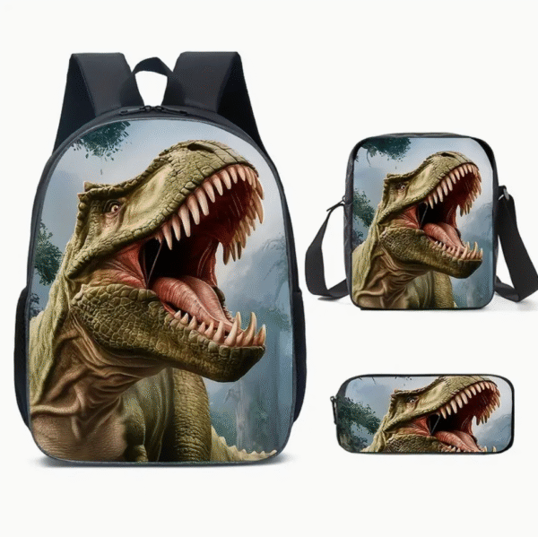 3 Piece T Rex Dinosaur Series Print Backpack Set