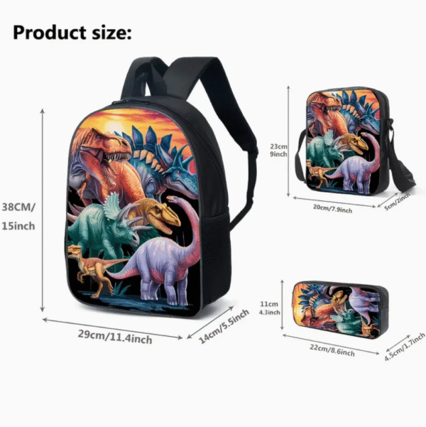 3 Piece Allosaurus Dinosaur Series Print Backpack Set