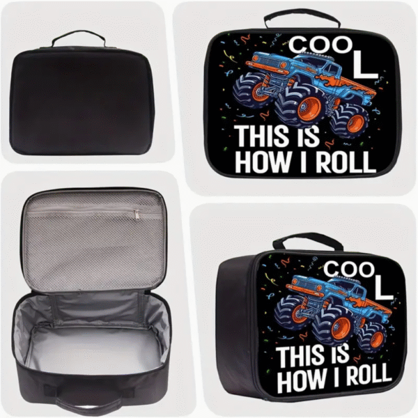 3 Piece Monster Truck Print Backpack Set