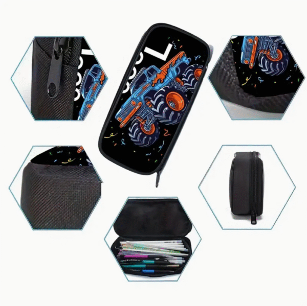 3 Piece Monster Truck Print Backpack Set