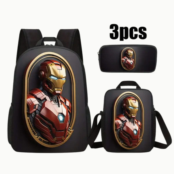 3 Piece Iron Men School Backpack Set