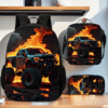 3 Piece Flaming Monster Truck Racing Car Backpack Set