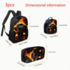 3 Piece Flaming Monster Truck Racing Car Backpack Set
