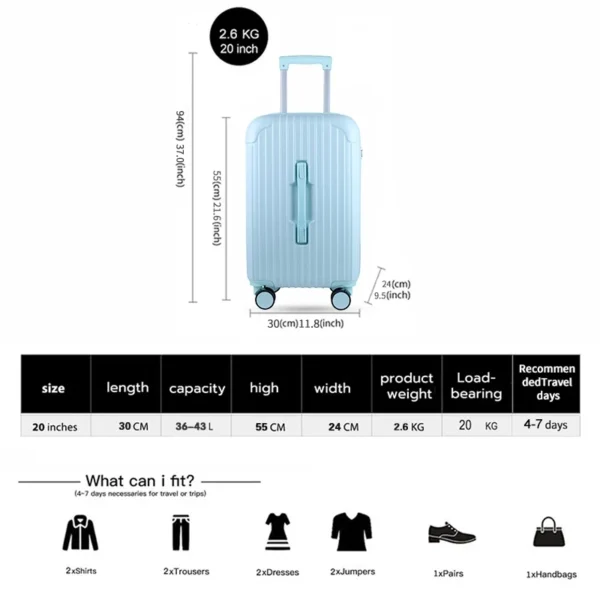 20 Inch Glossy Luggage Heavy Duty Travel Bag